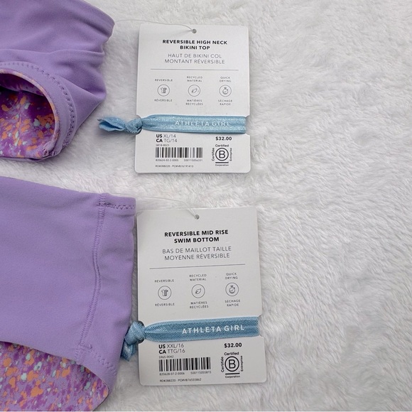 Athleta Girl NWT Reversible bikini. Mixed sizes. Top is XL/14, bottom is XXL/16. - Picture 7 of 10